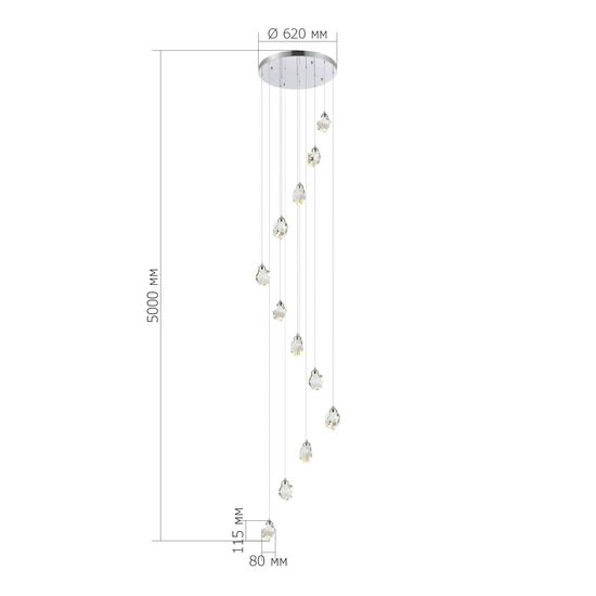SL6114.103.12 Светильник подвесной ST-Luce Хром/Прозрачный LED 12*3W 3000K CASCATO