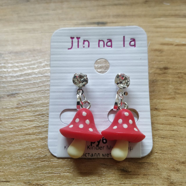 Клипсы Kinder Мухомор кристалл металл серебристый