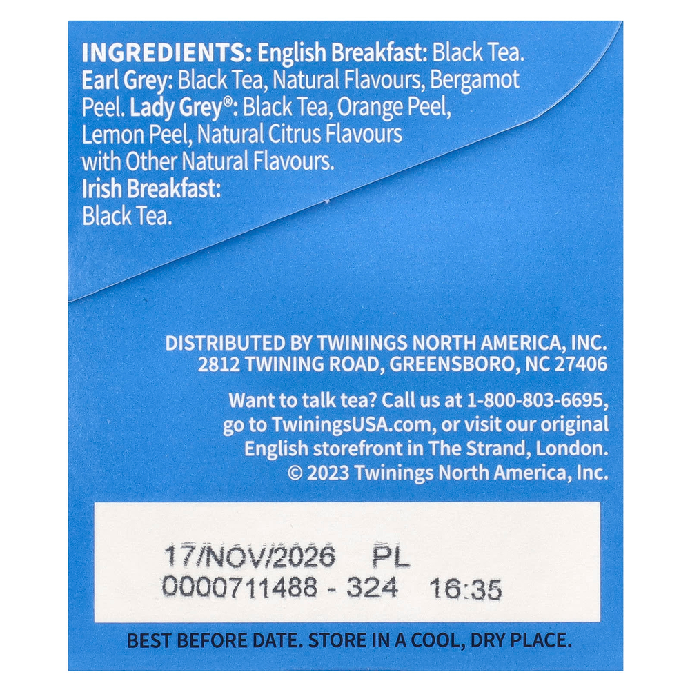 Twinings, черный чай, набор разных сортов, 20 чайных пакетиков, 40 г (1,41 унции)