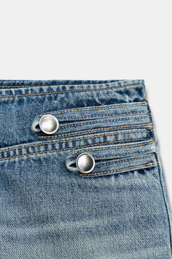 ZARA ДЖИНСОВЫЕ МИНИ-ШОРТЫ TRF С НИЗКОЙ ПОСАДКОЙ, СИНИЙ