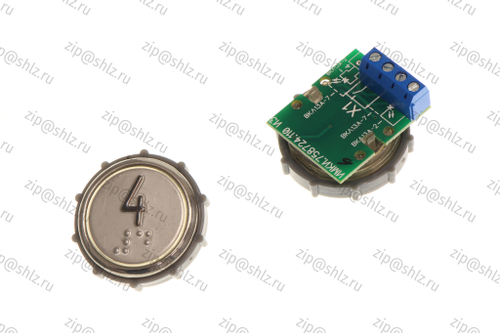 Кнопка (кнопочный модуль) ВКЛ13А-2-4ПБ "4 этаж", круглая, белая подсветка, с кодом Брайля