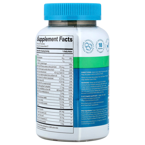 SmartyPants, органические мультивитамины и омега-кислоты для мужчин, со вкусом малины, апельсина и вишни, 90 жевательных таблеток