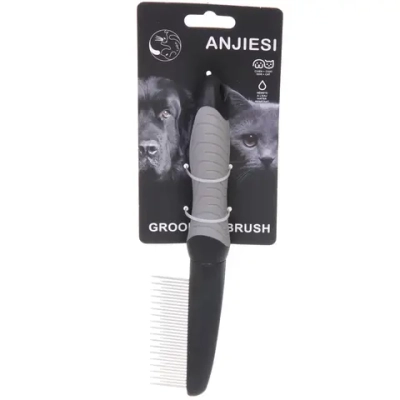Расческа - гребень для животных «ПРЕМИУМ - МОЙ БРО», прорезиненная ручка, зубья разной длины, цвет серый/черный, 5*23см