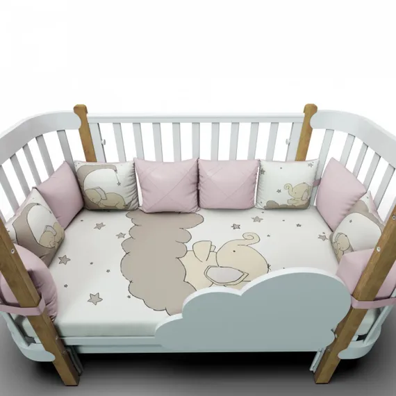 Набор в кроватку для новорожденных Lollycottons Слоники Лиловый