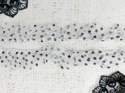 Тесьма текстиль капрон рюш, ш. 1,5 см., белый