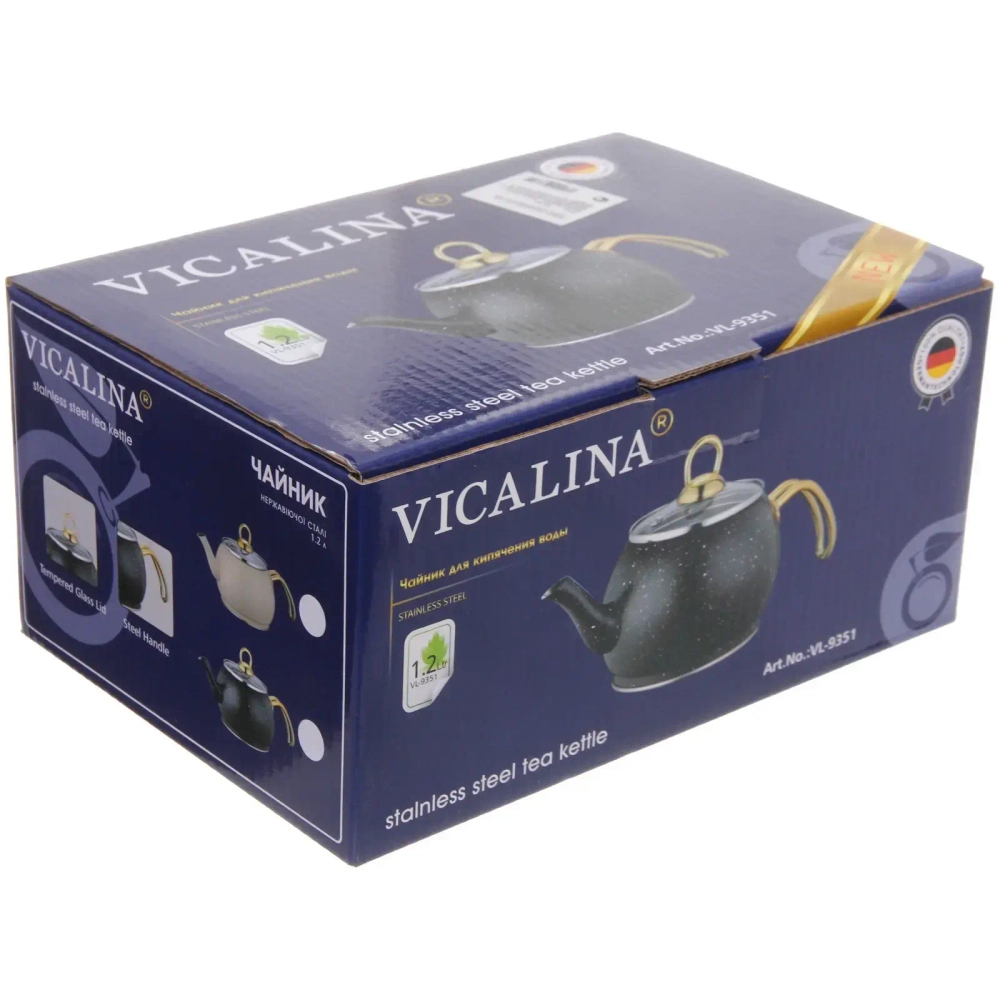 Чайник из нержавеющей стали 2л «Vicalina» турецкий черный VL-9353