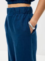 Брюки-палаццо изо льна синие