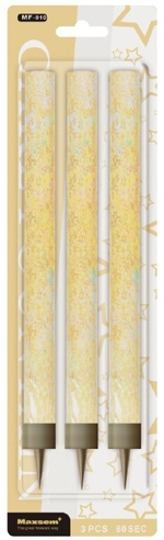 MF-010 Фонтаны в торт "CAKES FOUNTAIN XL" (длинный поток искр) (60 секунд) (1 упаковка / 3 штуки)