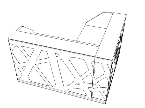 Стойка рецепции угловая с боковыми панелями и LED подсветкой
