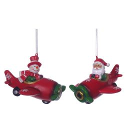 GAEM Фигурка декоративная подвесная "Снеговик/Дед Мороз", L10 W8,5 H7 см, 2в.