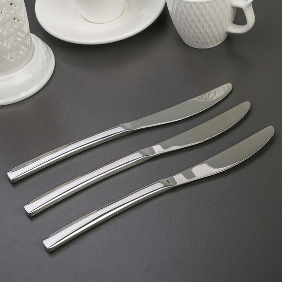 Набор ножей столовых Доляна «Майя», h=23 см, 3 шт, цвет серебряный