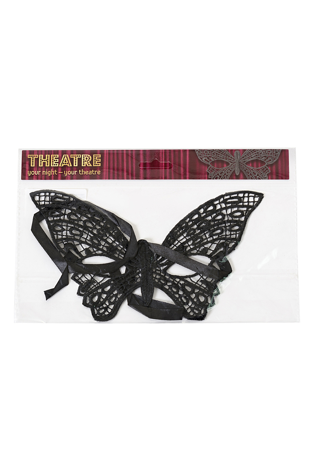 Маска нитяная Toyfa Theatre «Бабочка», текстиль, черная