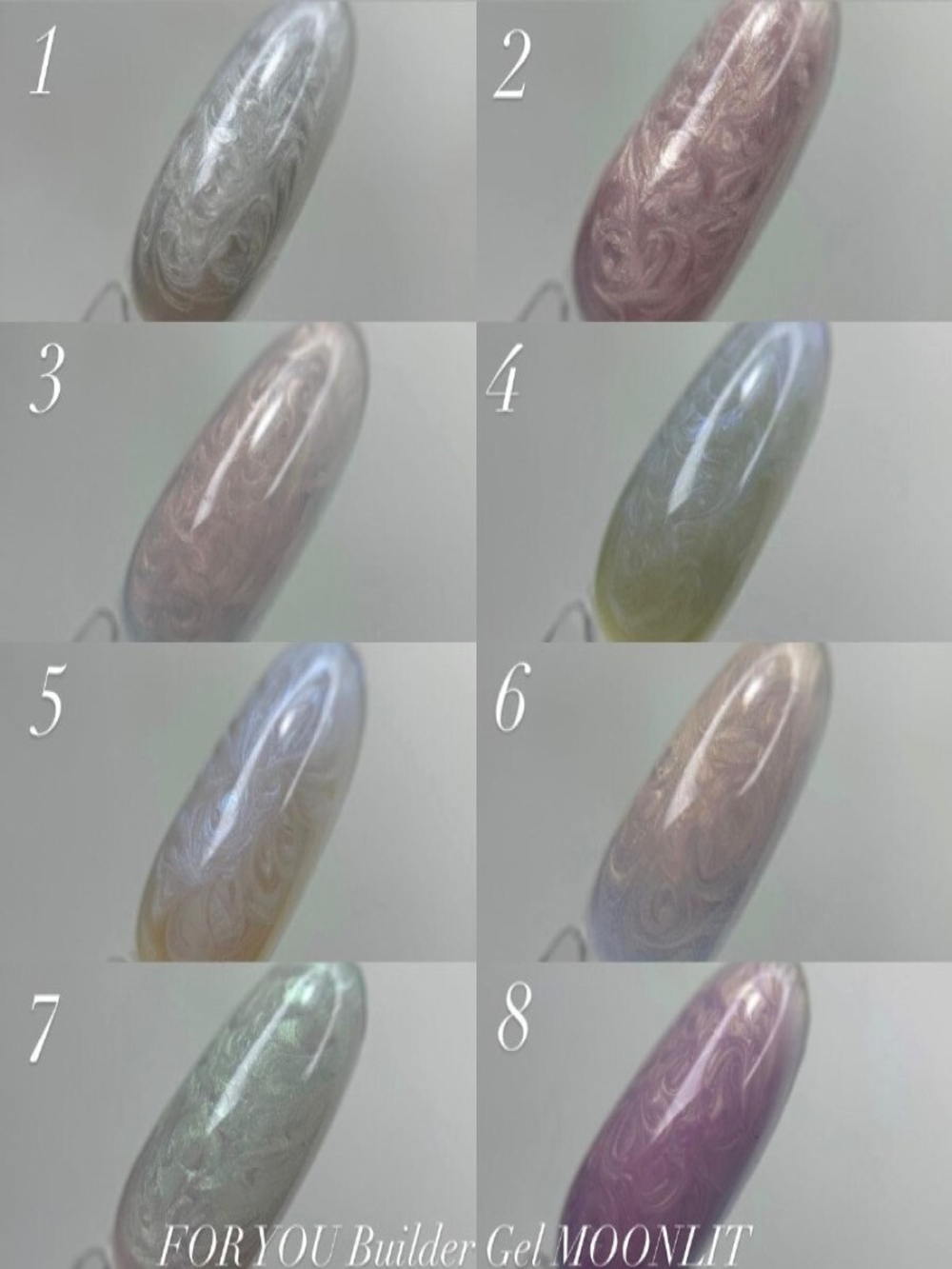 FOR YOU Набор гелей для наращивания BUILDER GEL MOONLIT 8 шт