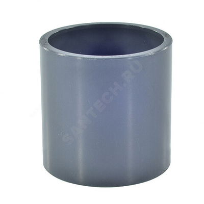 Муфта НПВХ Дн 63 Ру16 серая напорная под клеевое соединение Aquaviva MAD0630