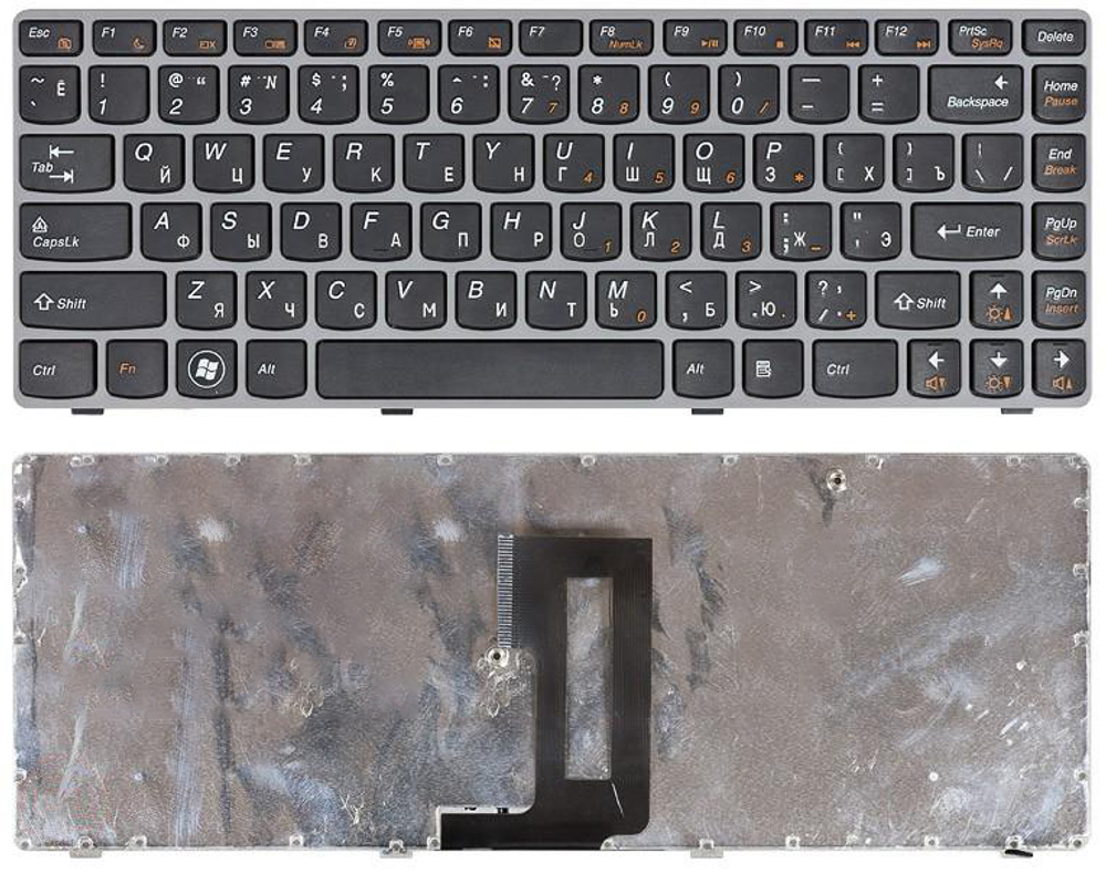 Клавиатура для ноутбука Lenovo IdeaPad Z450 Z460 Z460A Z460G черная с серой рамкой