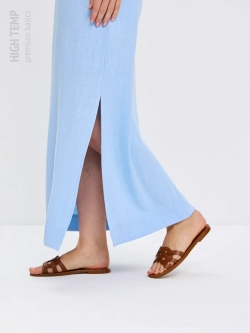 Льняной сарафан макси с карманами