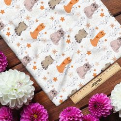 Ткань кулирная гладь коты мультяшные