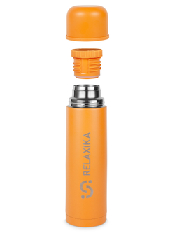 Термос Relaxika 101 (1 литр), желтый (стикерпак "Морской")