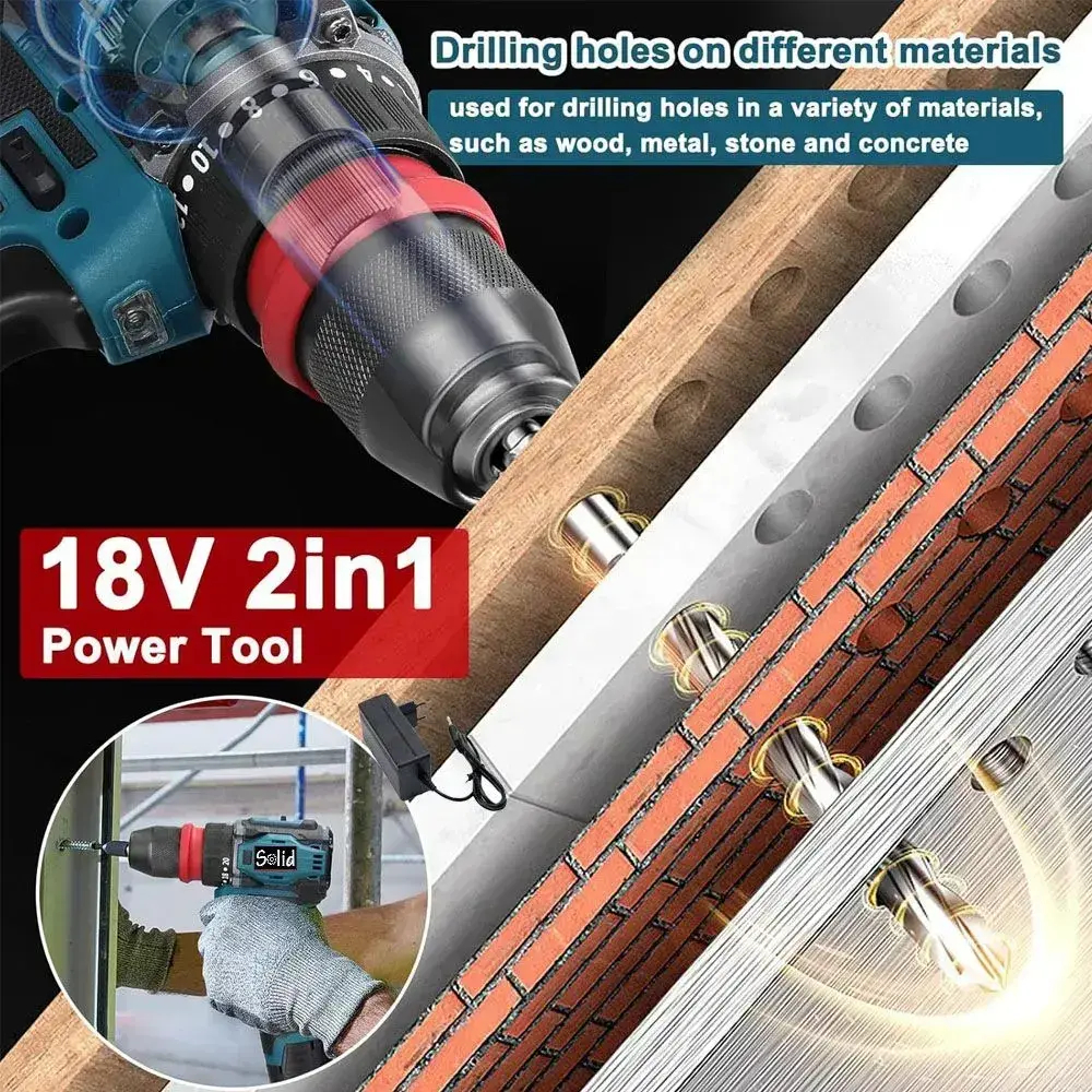 Литиевая электродрель 18 В 2 в 1