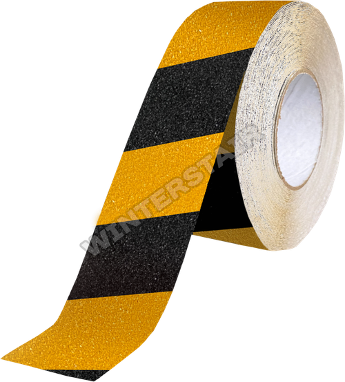 Противоскользящая лента абразивная черно-желтая диагональ
