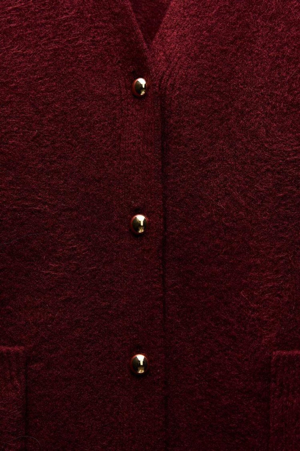 ZARA ОДНОТОННЫЙ КАРДИГАН, ТЕМНО-БОРДОВЫЙ