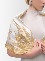 Платок «Реки России» бежевый 100% шёлк