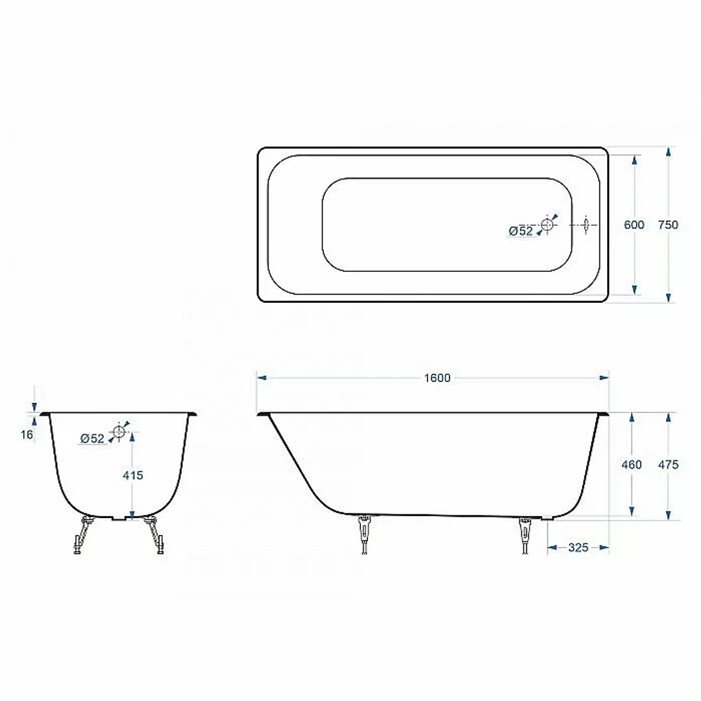 Ванна чугунная Delice Aurora Elite DLR230604 160х75 белая