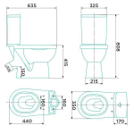 УНИТАЗ-КОМПАКТ ВЕНТА HOME DE LUXE C 2 УРОВНЕВОЙ АРМАТУРОЙ, СИДЕНЬЕМ И БОЛТАМИ КРЕПЛЕНИЯ