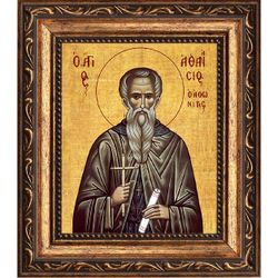 Афанасий Афонский преподобный игумен. Икона на холсте.
