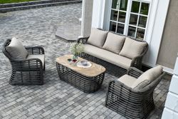 "Ницца" лаунж-зона из искусственного ротанга, цвет серый