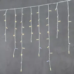 Светодиодная бахрома с колпачком 3,2*0,9 м., 168 теплых белых LED ламп, мерцание, каучуковый белый провод, LTC (LL168BLW-8-2WW)