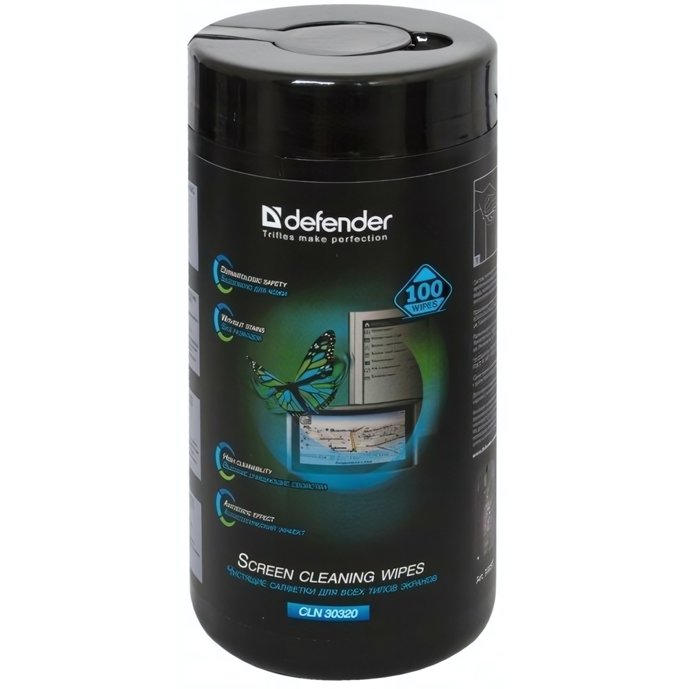 Салфетки Defender CLN 30320 влажные для ЖК экранов,туба 100 шт.
