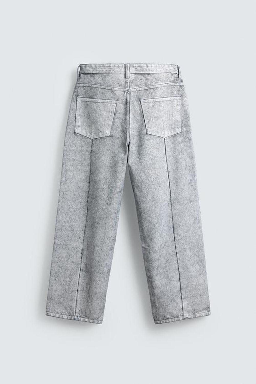 ZARA ДЖИНСЫ BAGGY FIT С ВОСКОВЫМ ПОКРЫТИЕМ, БЕЛЫЙ