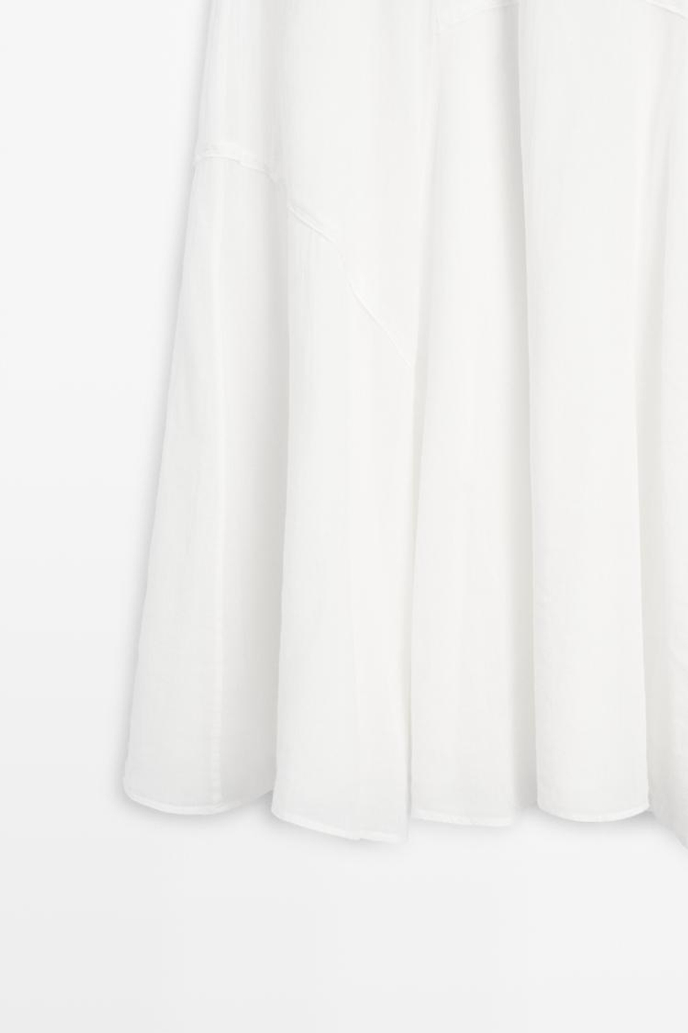 Massimo Dutti Струящаяся юбка миди с декоративной вставкой, белый