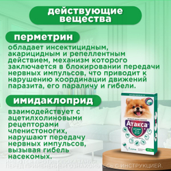Капли от блох, клещей, вшей, власоедов, а так же кровососущих мух и комаров для собак от 1,5-4 кг Атакса (KRKA), 1 пипетка Имидаклоприд/Перметрин