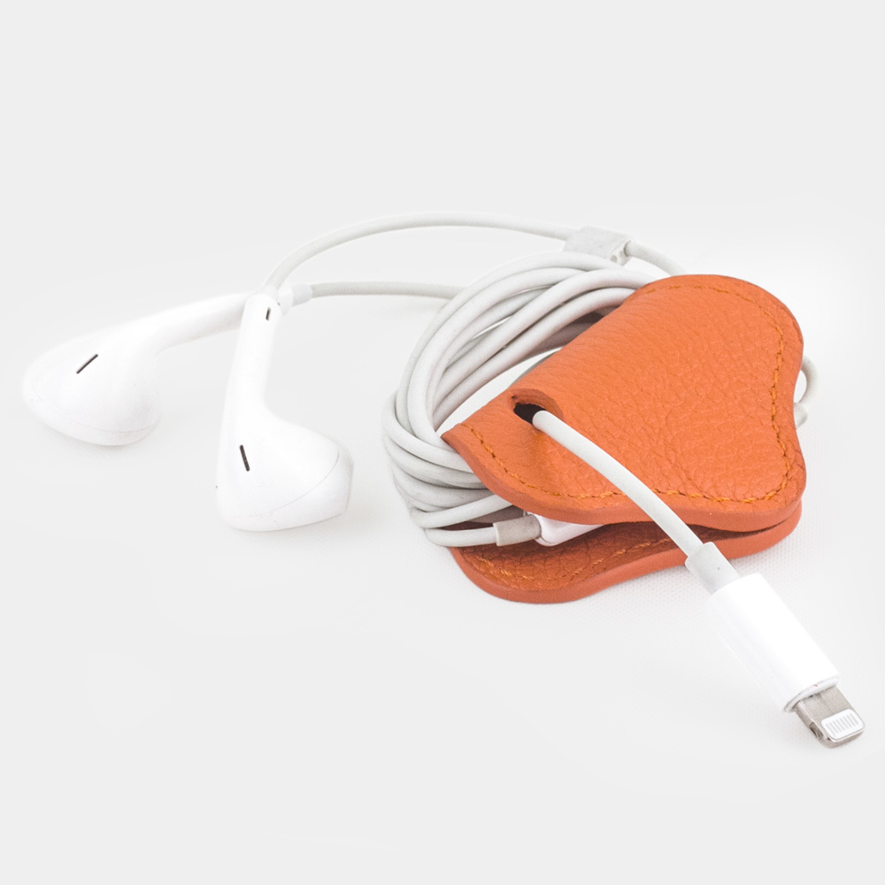 Чехол-держатель для проводов кожаный Chapeau Easy оранжевого цвета