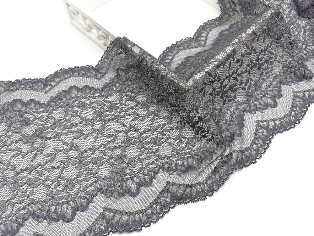 Эластичное кружево, 23 см, темно-серое (Арт: EK-2709), м