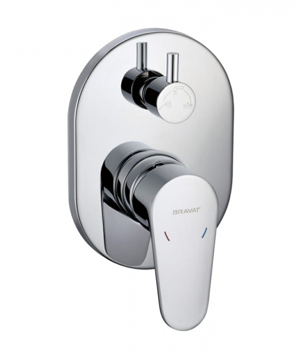 Смеситель встраиваемый в стену 3-функц Bravat (латунное тело в комплекте)
