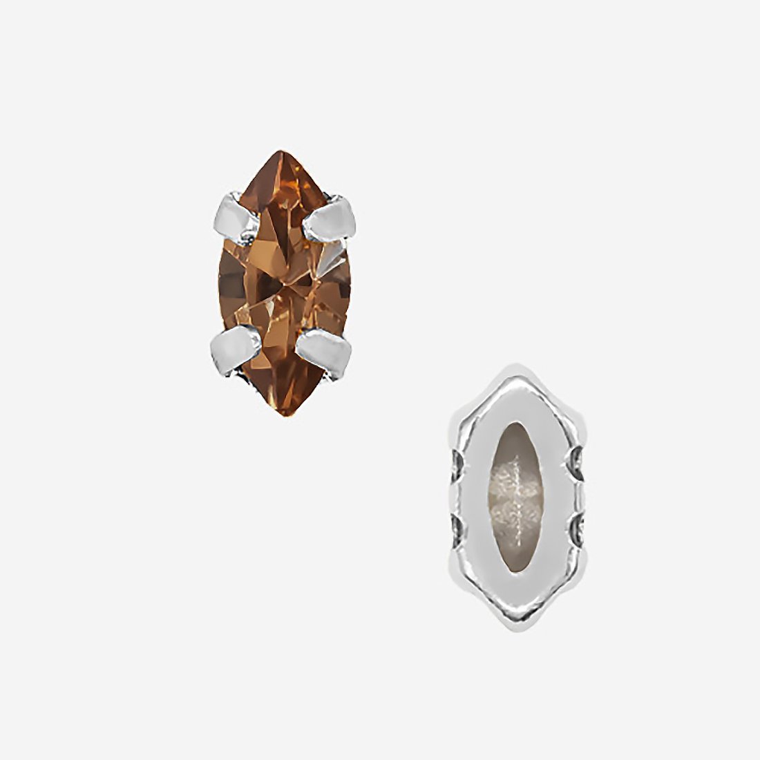 Кристалл Маркиз (Marquise Fancy Stone) в цапах, оттенок "Дымчатый Топаз"/"Smoked Topaz", 6*3мм, родирование