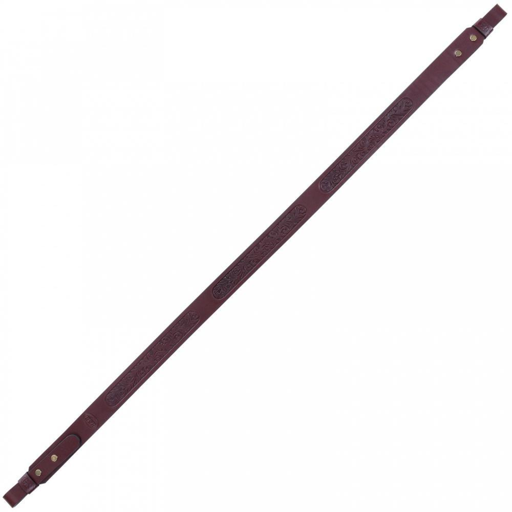 Ремень ружейный прямой 35 мм тисненый, винт/с, коричневый (100 см)