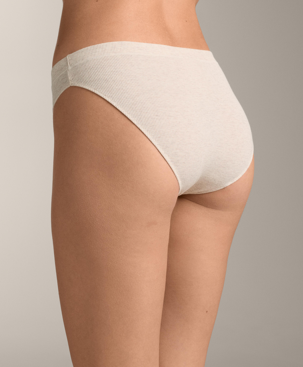 OYSHO Набор из двух классических трусиков из хлопковой смеси в рубчик с логотипом, салатовый