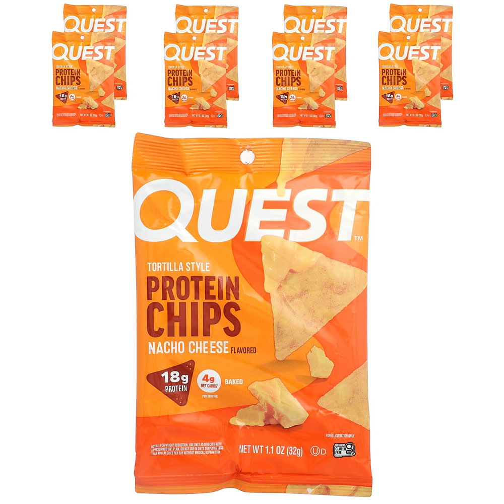 Quest Nutrition, Протеиновые чипсы по типу тортилья, сыр начо, 8 пакетиков по 32 г (1,1 унции)