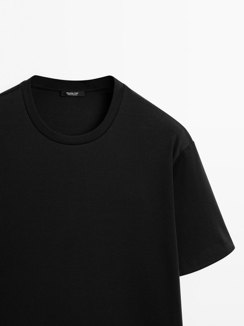 Massimo Dutti Футболка из 100% хлопка, черный