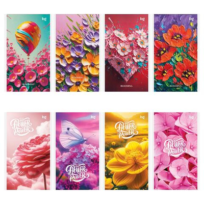 Блокнот А6 24л на скрепке "Яркие цветы"(BG)