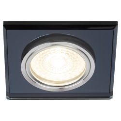 DK8 CH/BK Светильник ЭРА декор стекло квадрат MR16,12V/220V, 50W, хром/черный | Декоративные встраиваемые светильники