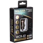 Автомобильное зарядное устройство WALKER WCR-61, 3А,30Вт, USBx1/Type-Cx1, QC 3.0+PD,черное
