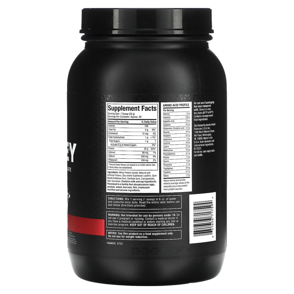 MuscleTech, IsoWhey, 100% изолят сывороточного протеина, со вкусом ванили, 907 г (2 фунта)