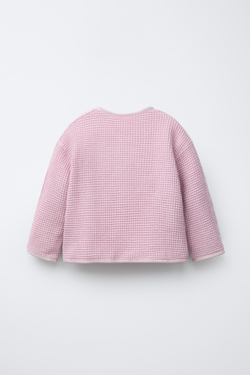 ZARA КАРДИГАН С ВАФЕЛЬНЫМ УЗОРОМ И ПУГОВИЦАМИ, РОЗОВЫЙ/ЛИЛОВЫЙ