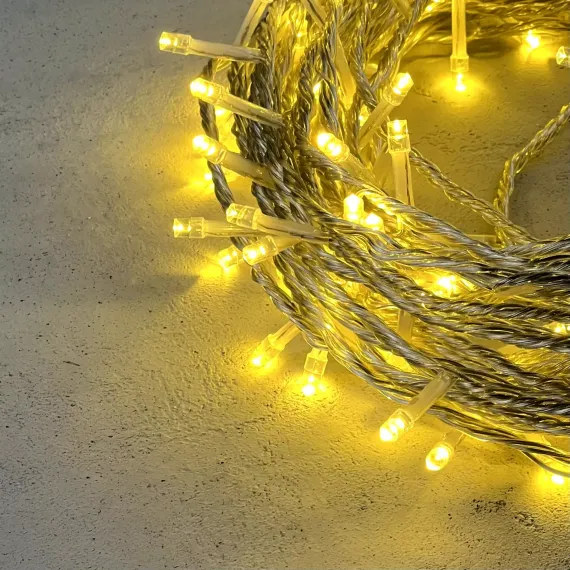 Светодиодная гирлянда с возможностью динамики 20 м., 200 шампань LED ламп, 24V., прозрачный силиконовый провод, IP65, Beauty Led (EST200-3W10-1CH)