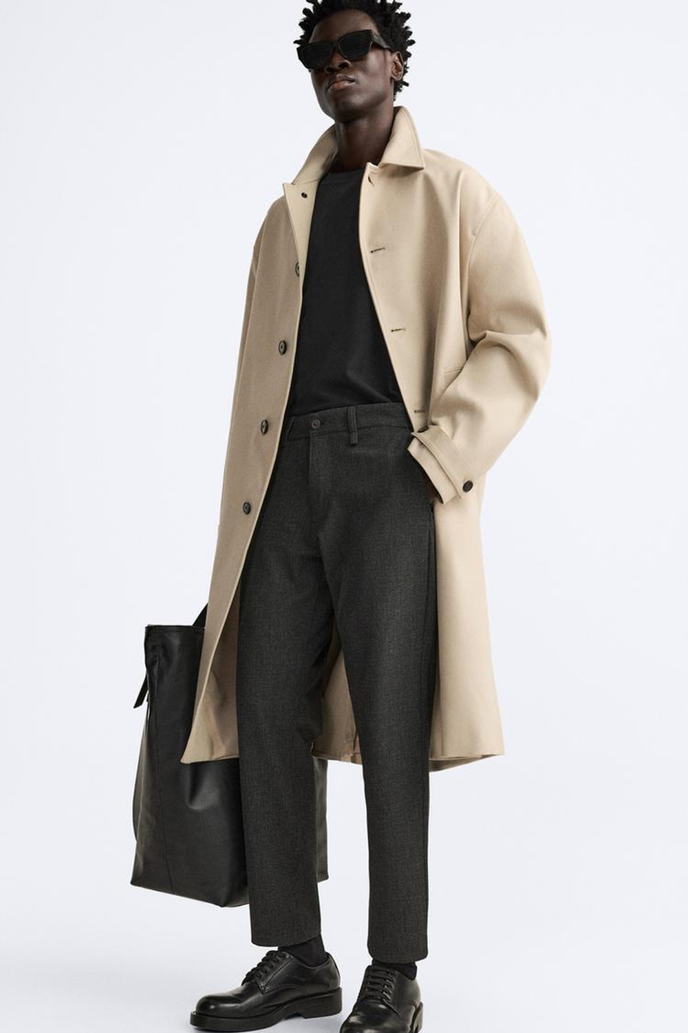 ZARA БРЮКИ КОМФОРТНОЙ ПОСАДКИ ИЗ РЕЛЬЕФНОЙ ТКАНИ, АНТРАЦИТОВО-СЕРЫЙ